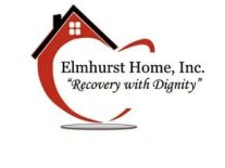 Elmhurst Home, Inc. logo featuring a house and apple design for recovery services.